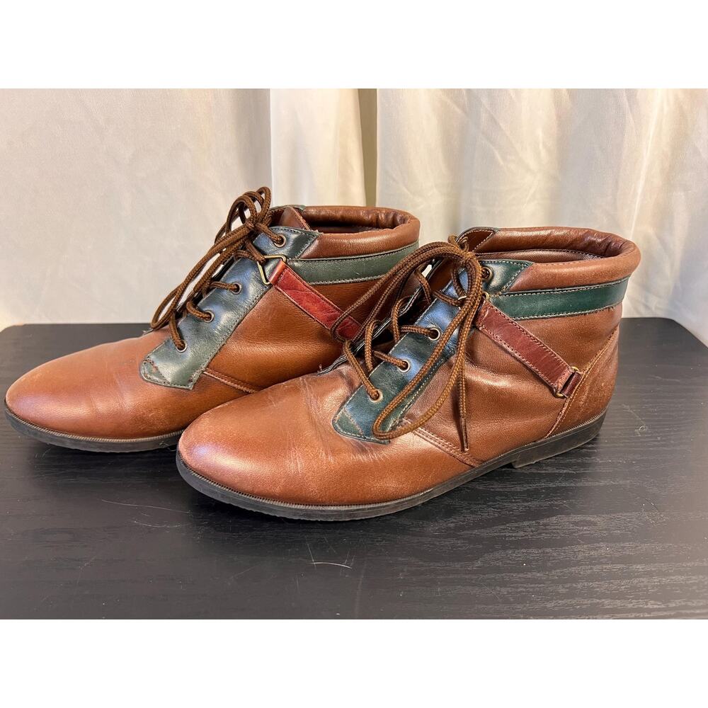 Vintage Danexx Leather Ankle Boots 7.5M -Plaid Lined Retro Riding Booties